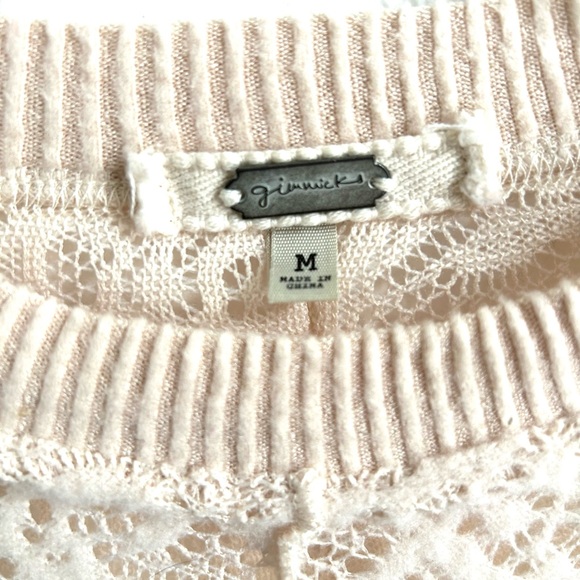 Cream Long sleeved Fleece Lacy Sheer Over-shirt - Picture 6 of 9